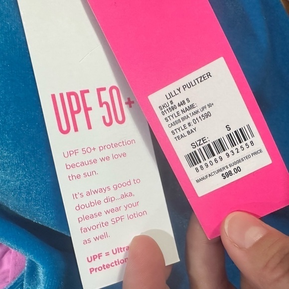 NWT 2 pc Set Lilly Pulitzer Teal Cassis Luxetic Tank & Hi-rise Weekender Legging - Picture 9 of 15